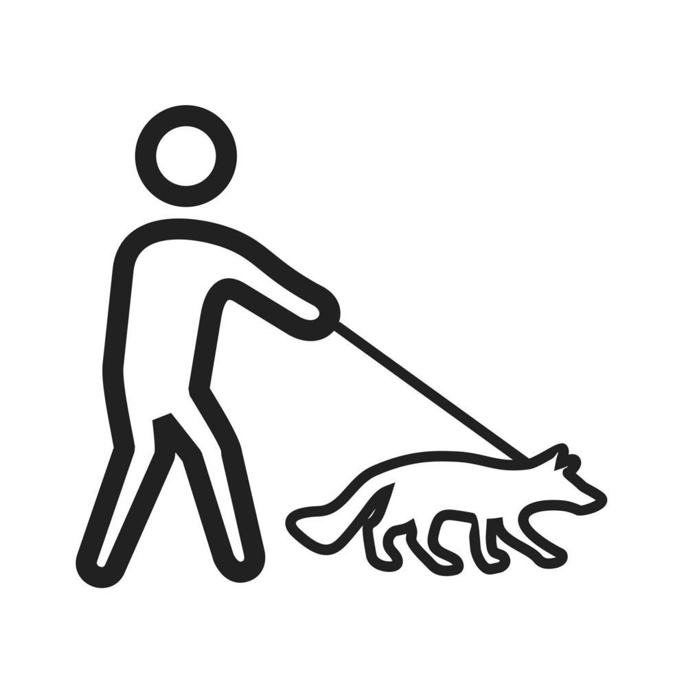 icono de línea de perro caminando vector