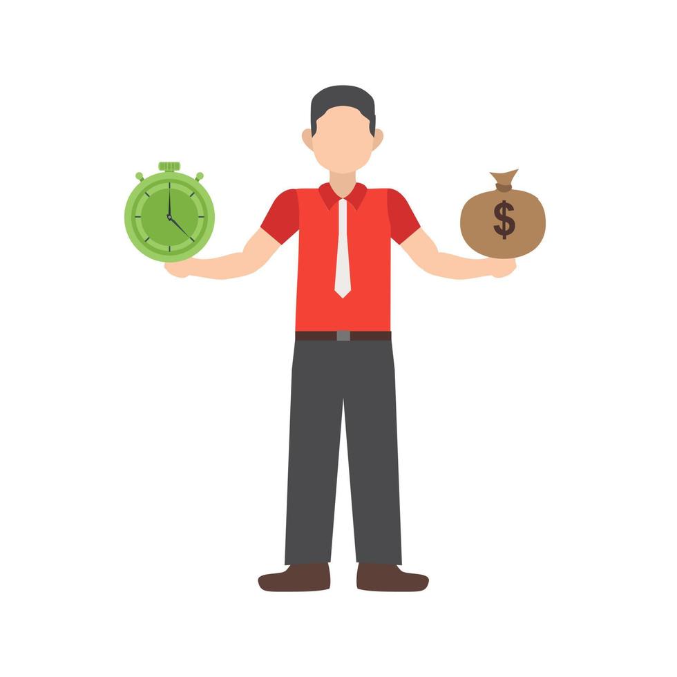 trabajador dinero tiempo plano icono multicolor vector