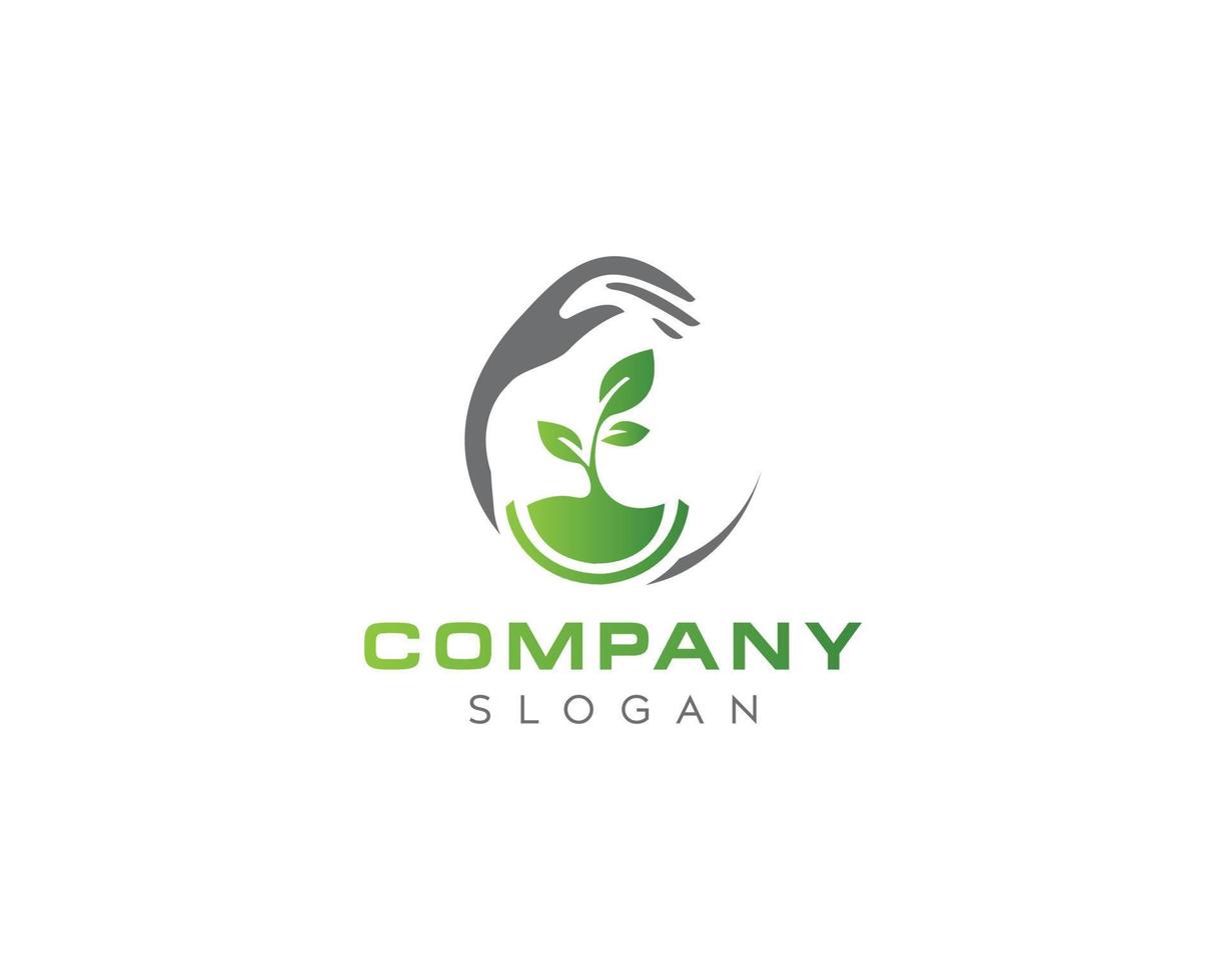 Abstract natural seeds growth logo design, Eco seeds leaf with hand vector logo design