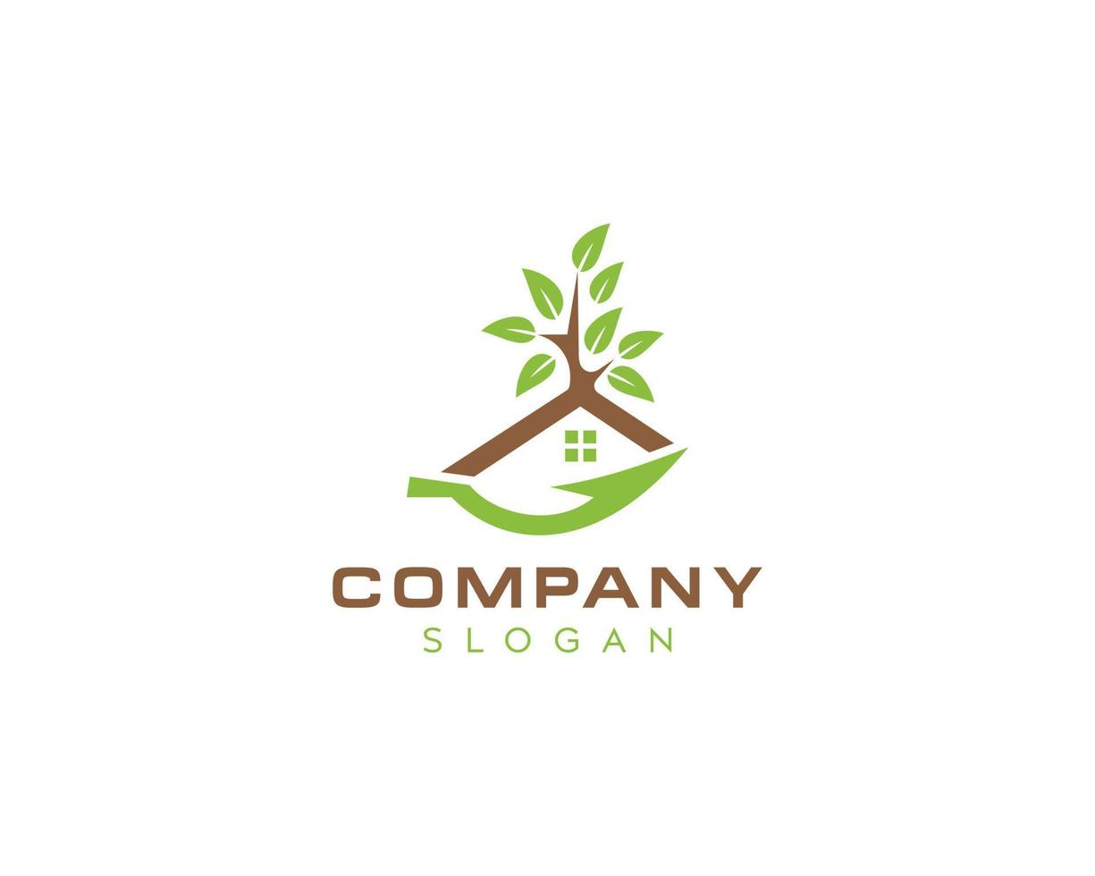 Colorful tree leaf home logo design-leaf logo design-leaf icon design-natural house logo design vector