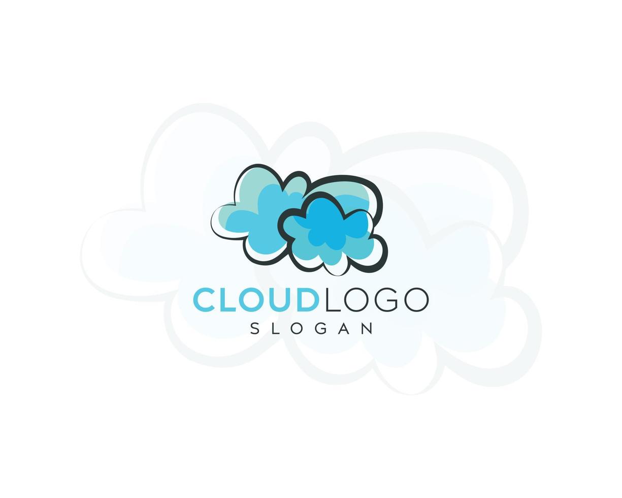 diseño de logotipo con estilo de nube, diseño de logotipo de vector de nube de cielo azul