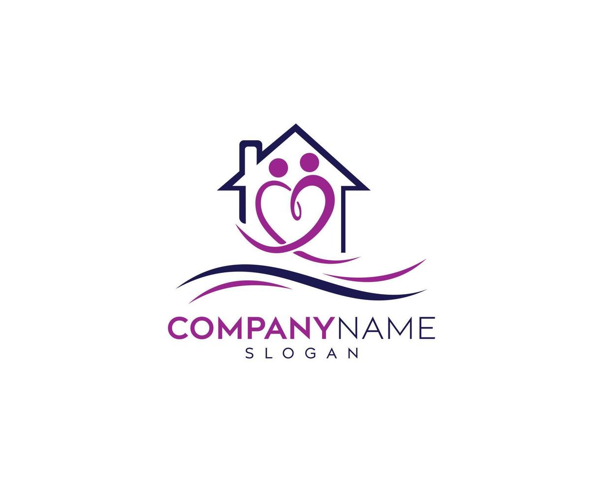 Love People home medical logo design, Health Care logo design, Hospital logo design template elements Emergency clinic medicine with help people symbols vector icon