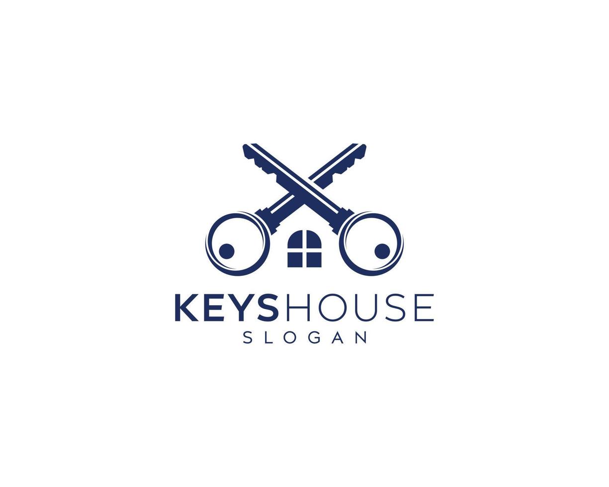 Abstract key house logo design, window, key house, home vector logo design