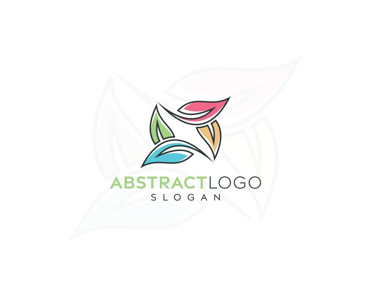 Abstract colorful leaf chain vector logo design,multiple colors leaf logo design