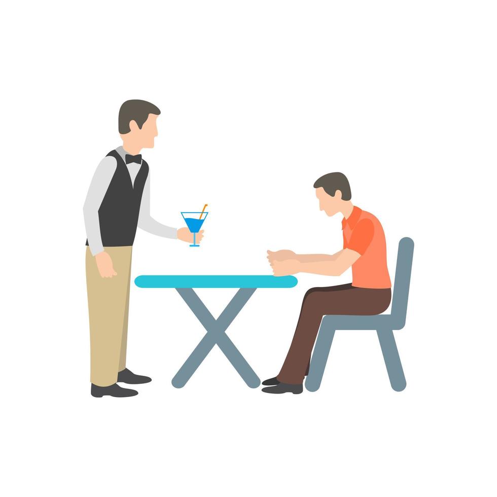 Waiter Serving Flat Multicolor Icon vector