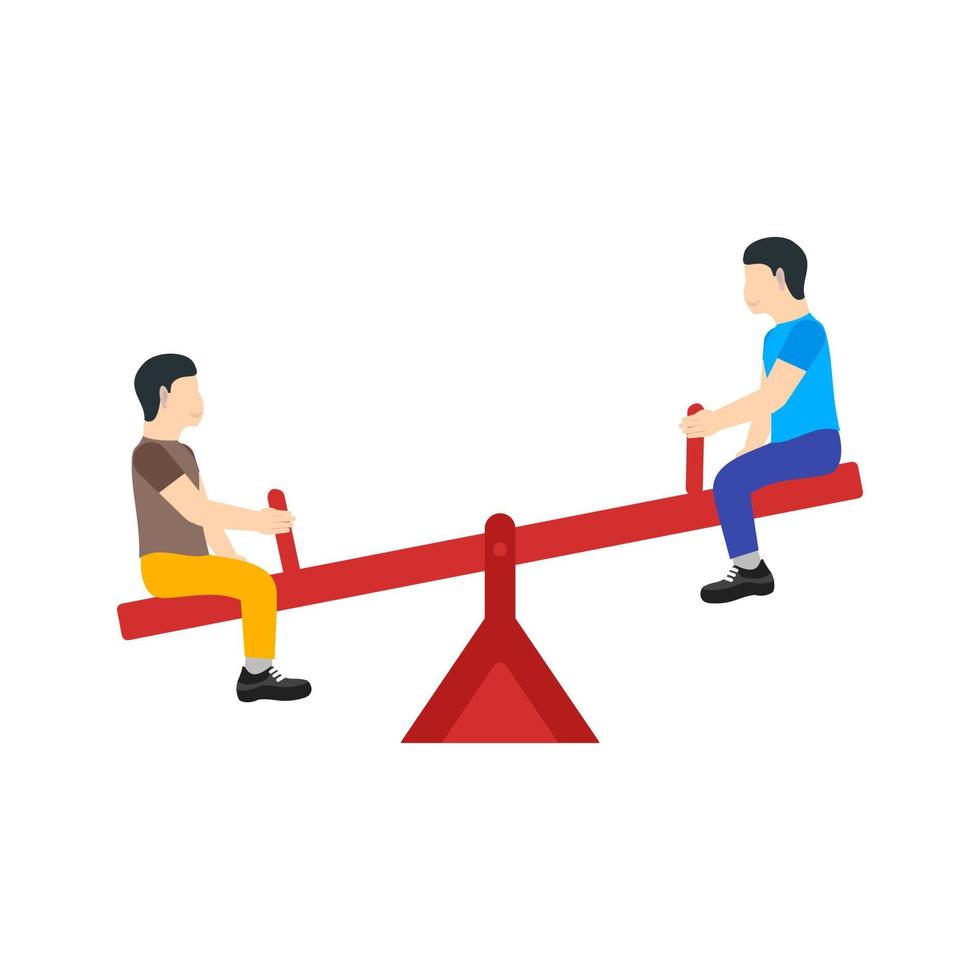 Sitting on Seesaw Flat Multicolor Icon vector