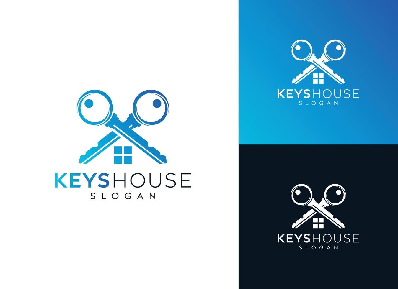 Abstract key house logo design-key house, window vector logo design