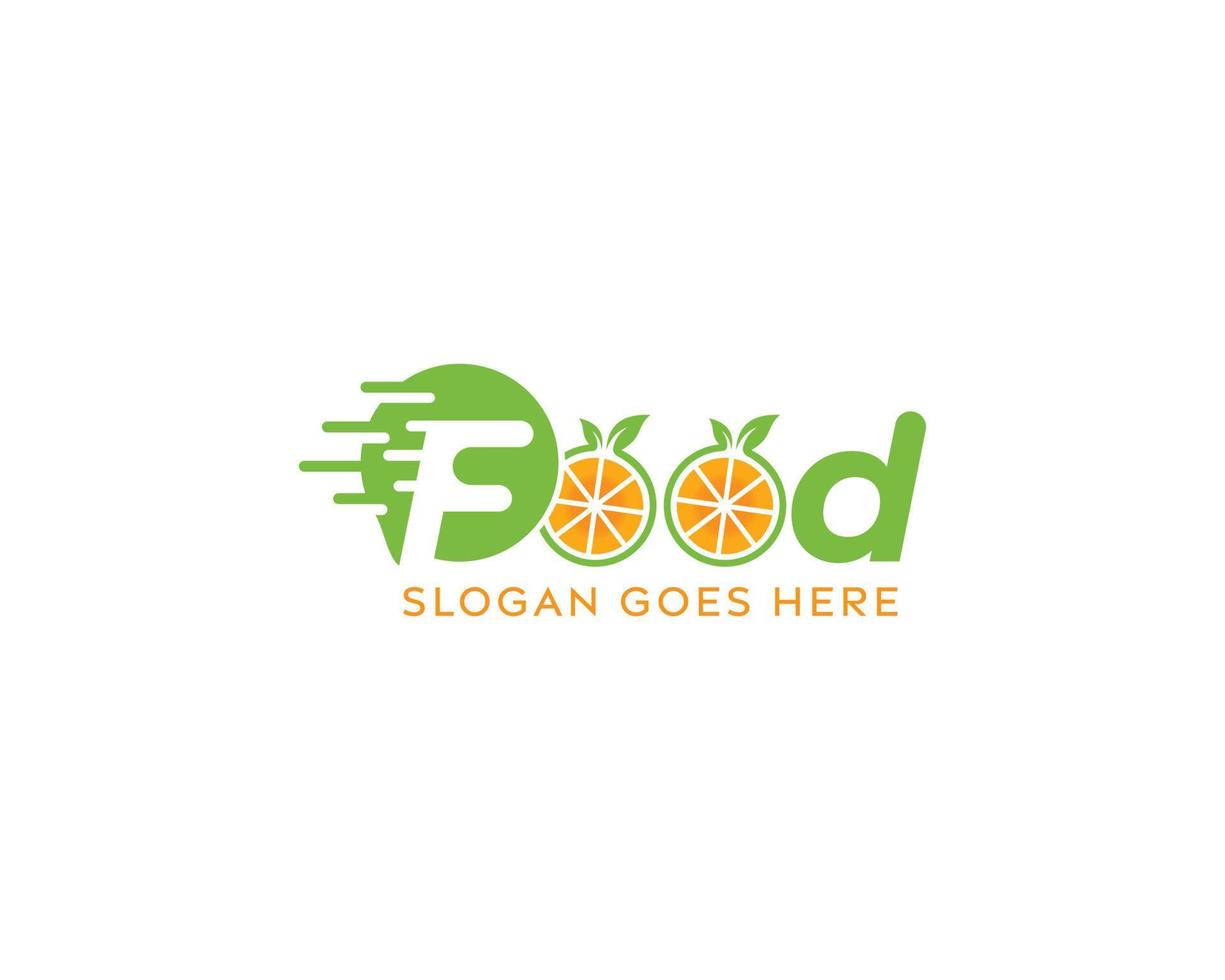 Food orange logo design,food letter logo design,vegetable food vector logo,leaf logo,green logo design