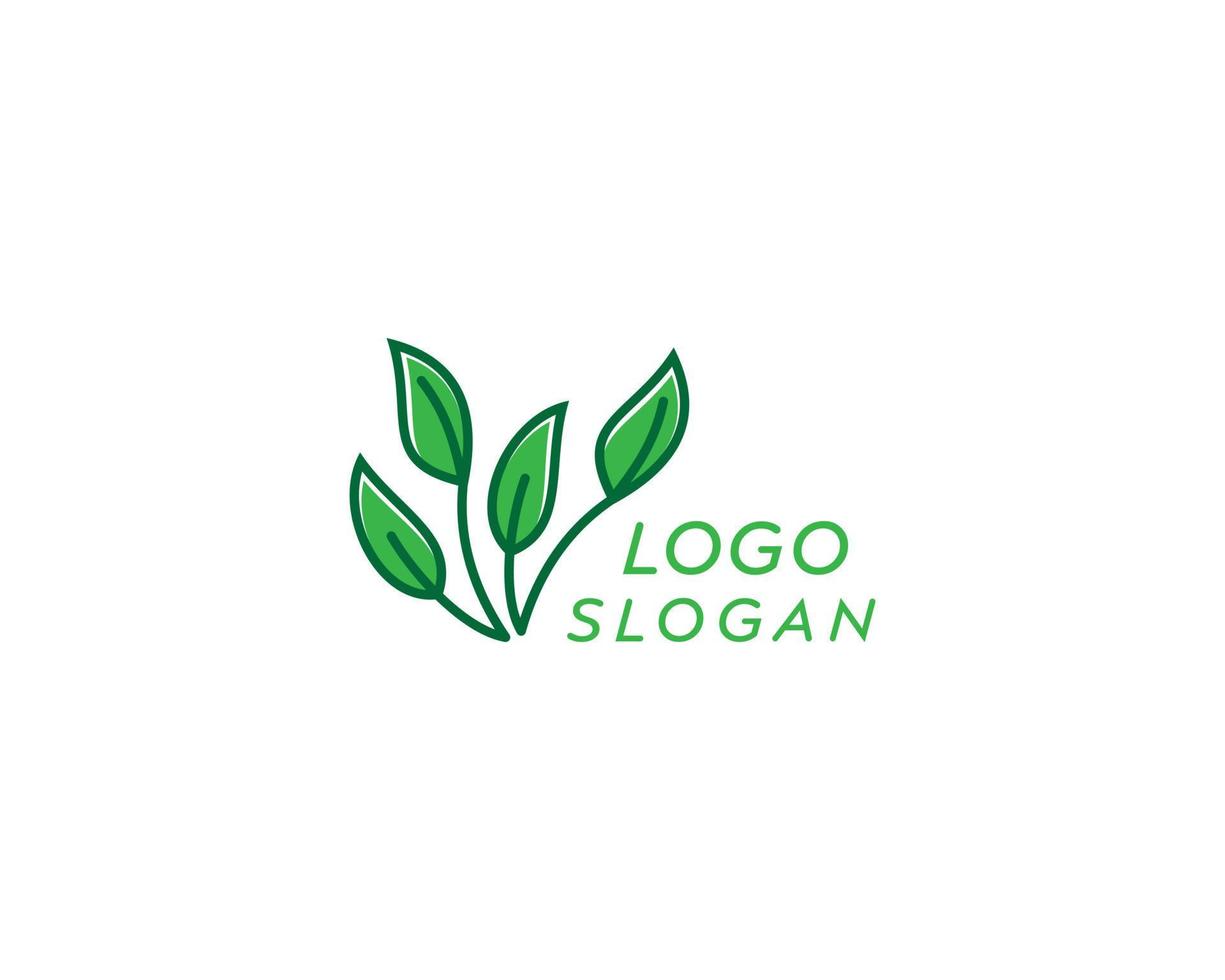 Green leaf vector logo design, colorful leaf logo design, leaf art vector