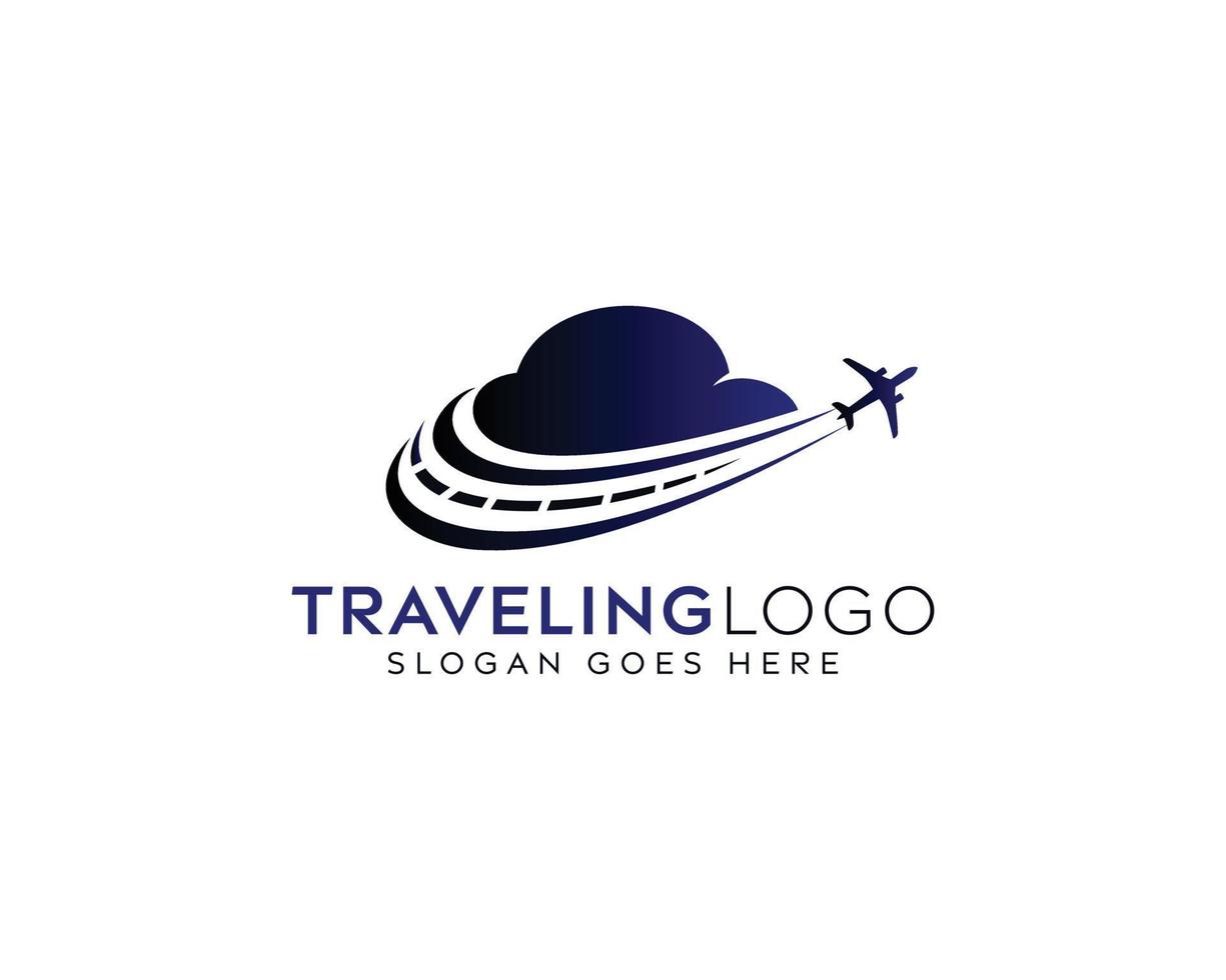 Abstract traveling logo vector design, traveling airplane vector logo