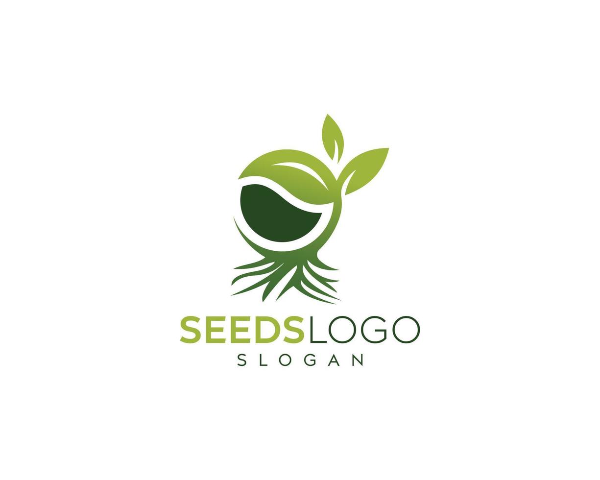 Green Fresh Seeds logo design, natural seed vector logo design