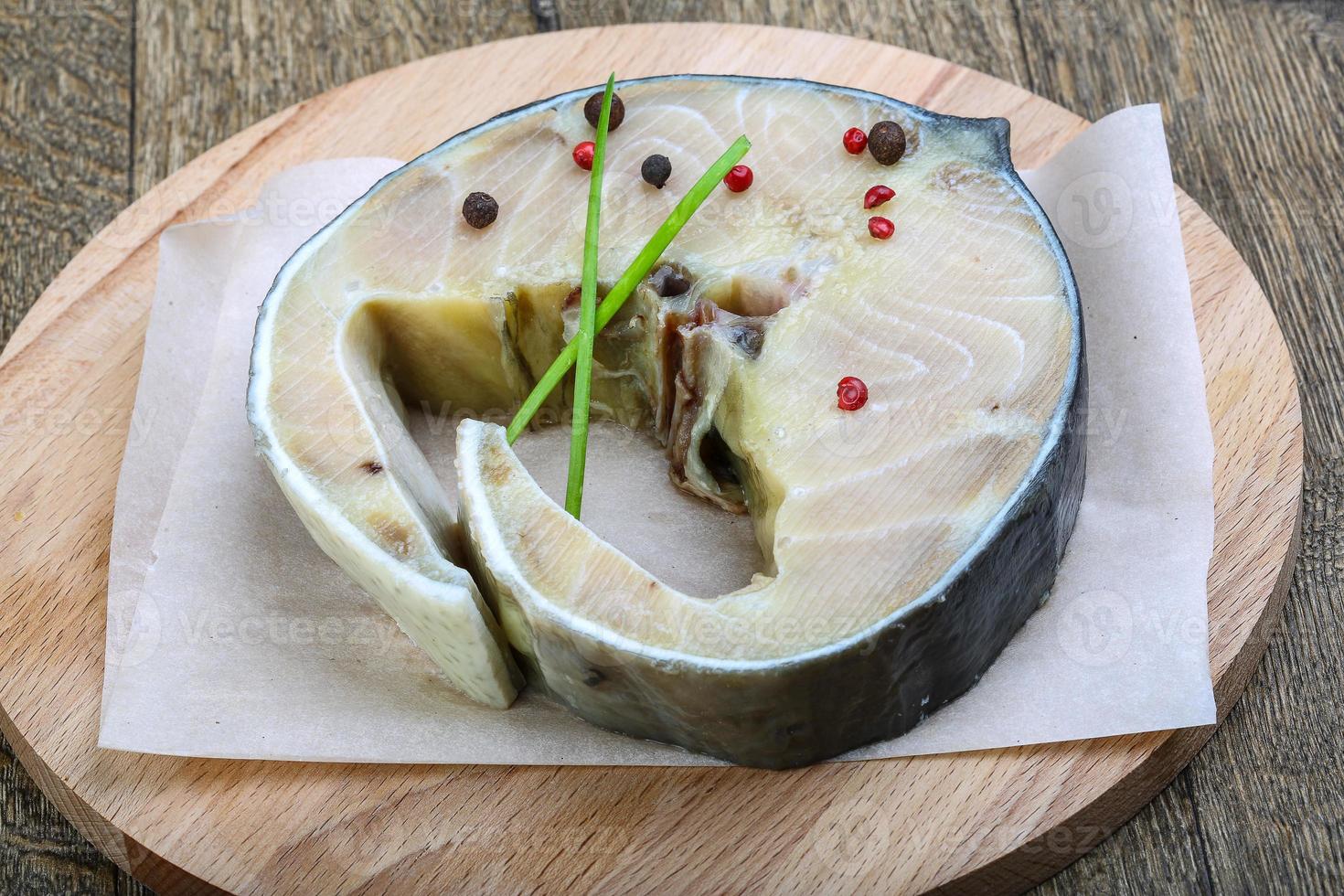 Raw strugeon steak photo
