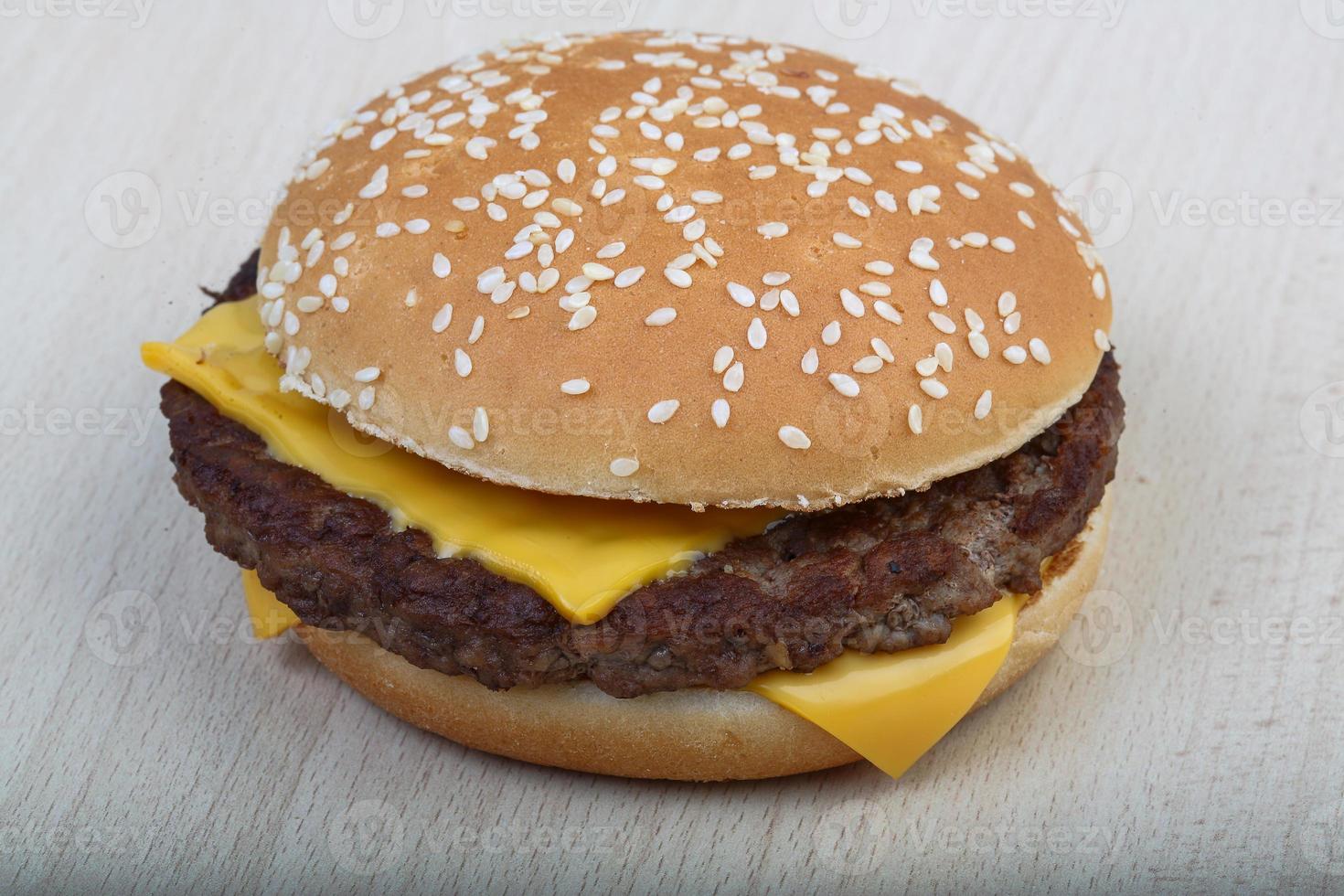 Hamburger on wood photo