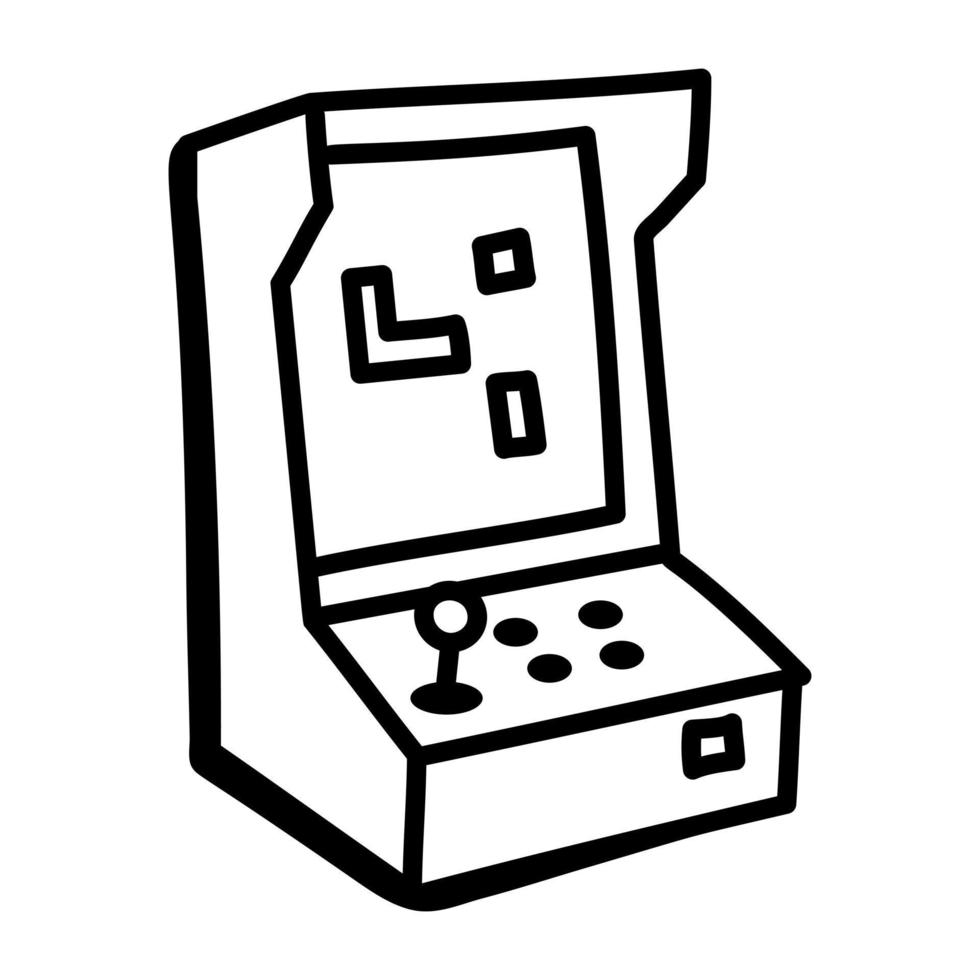 A video arcade game hand drawn icon vector