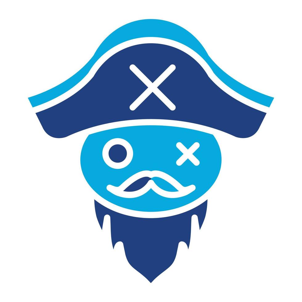 Pirate Beard Glyph Two Color Icon vector