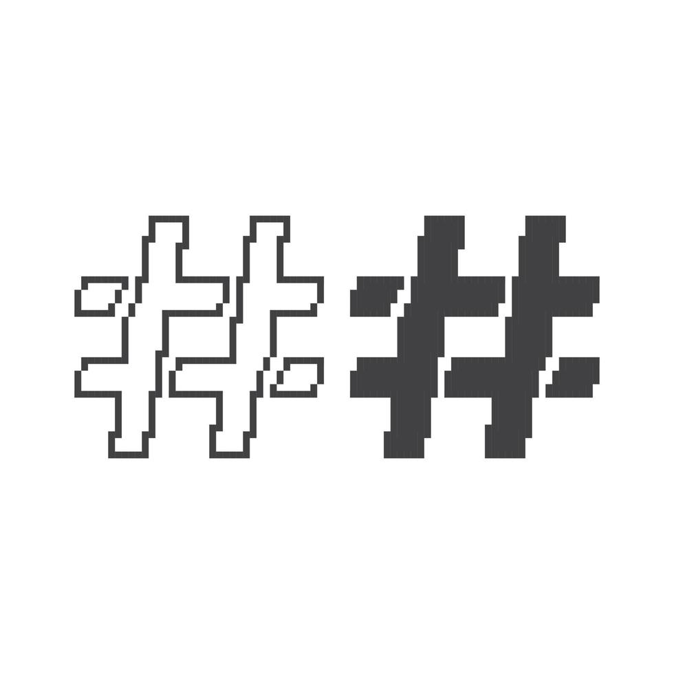 hashtag. ilustración de icono de vector de 8 bits de pixel art