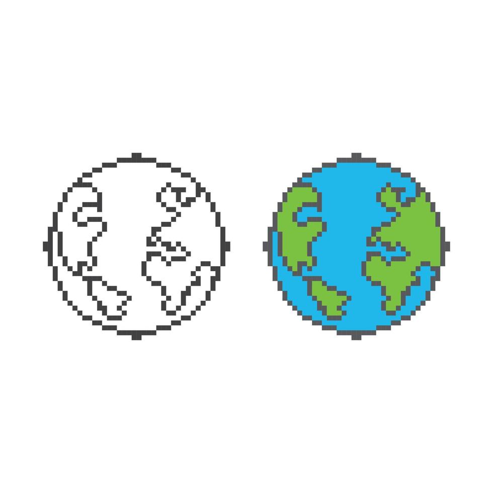 World planet, globe, earth. Pixel art 8 bit vector icon illustration