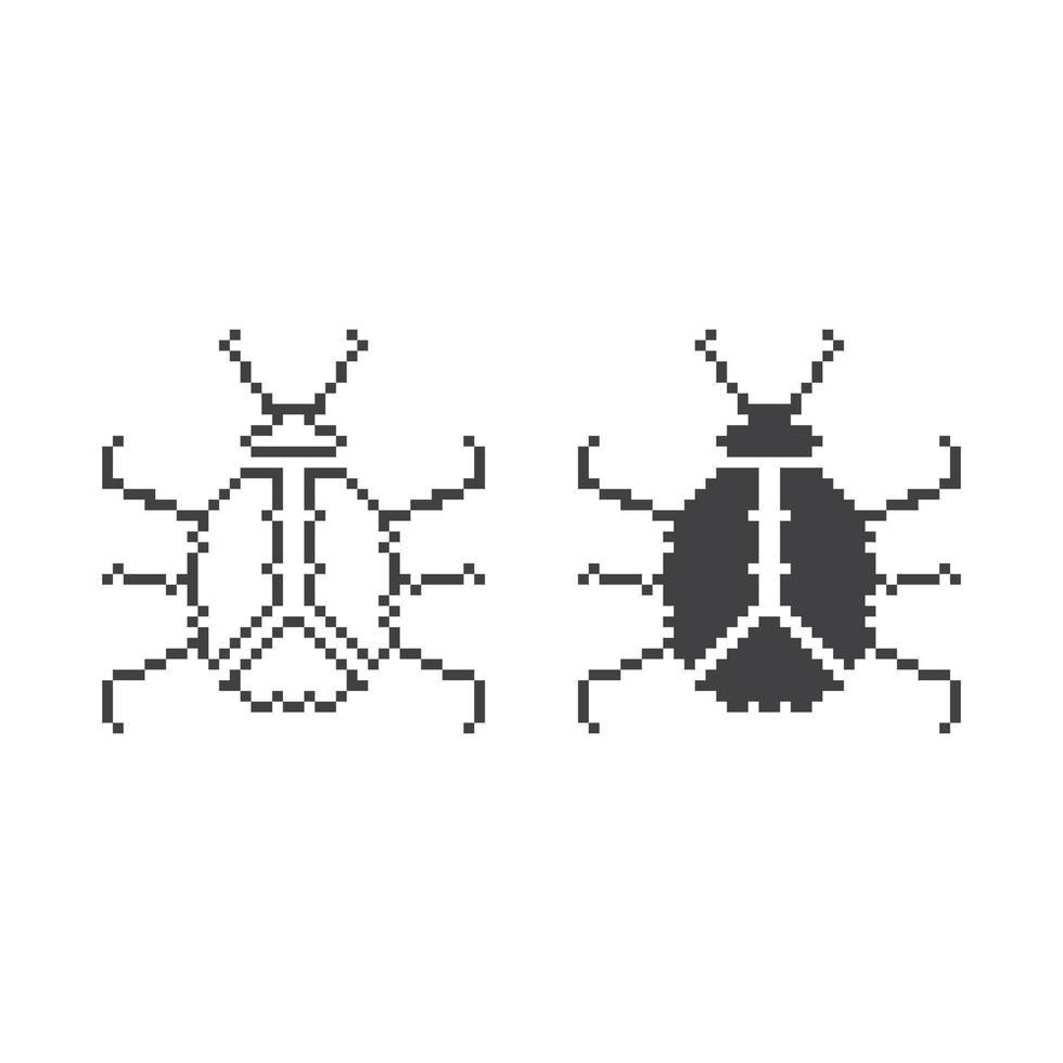 Beetle, bug, insect pest. Pixel art 8 bit vector icon illustration