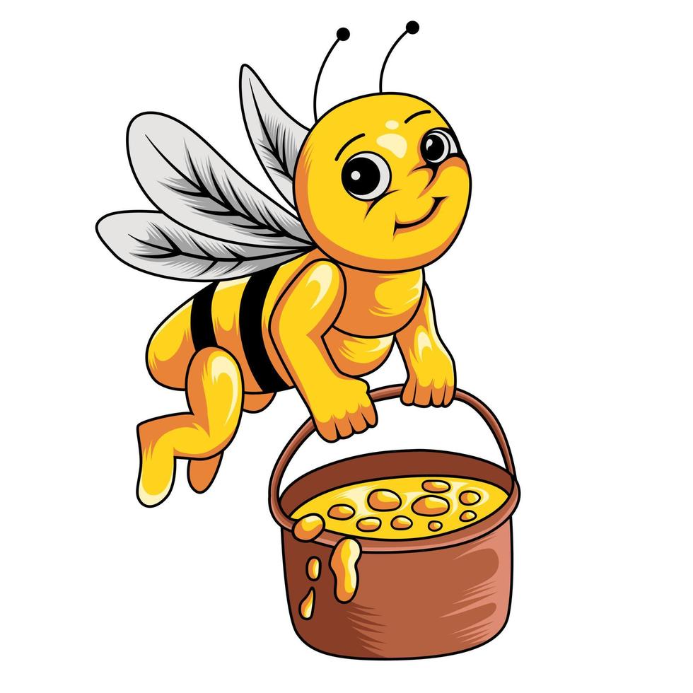 Linda abeja mascota aislado sobre fondo blanco. vector