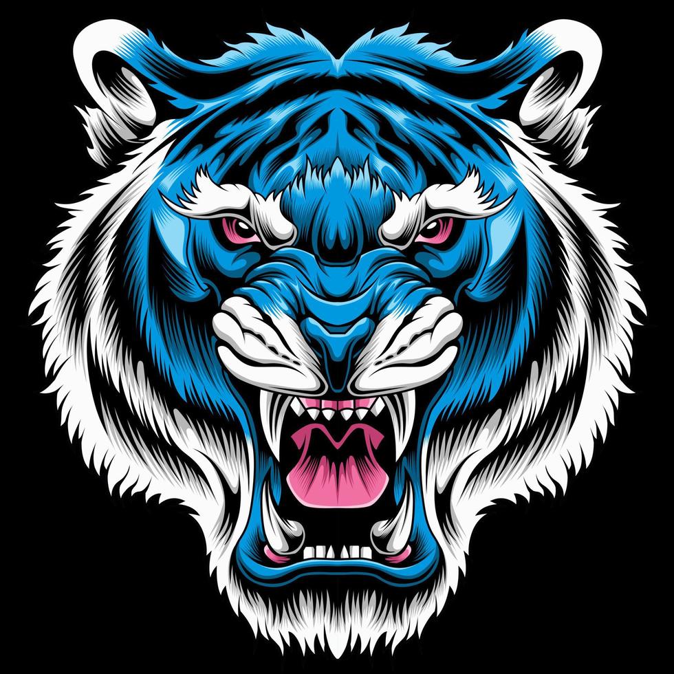 angry tiger face vector illustration isolated on dark background