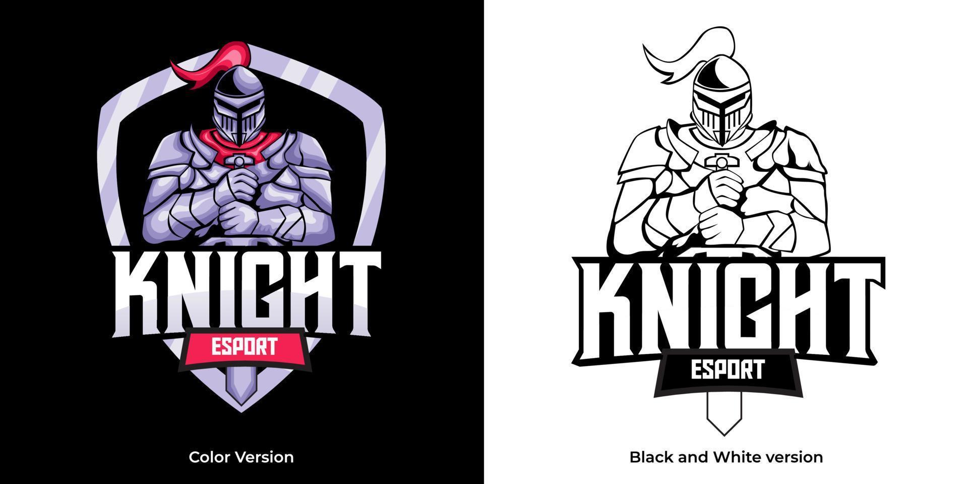 knight mascot esport logo design vector