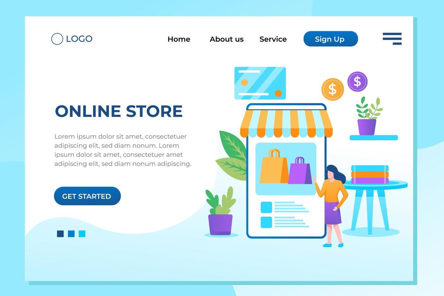 E-shop, shopping concept with characters. Commercial checkout pay, ecommerce retail on device for customer application. Discount for woman smart purchasing. Flat vector illustration