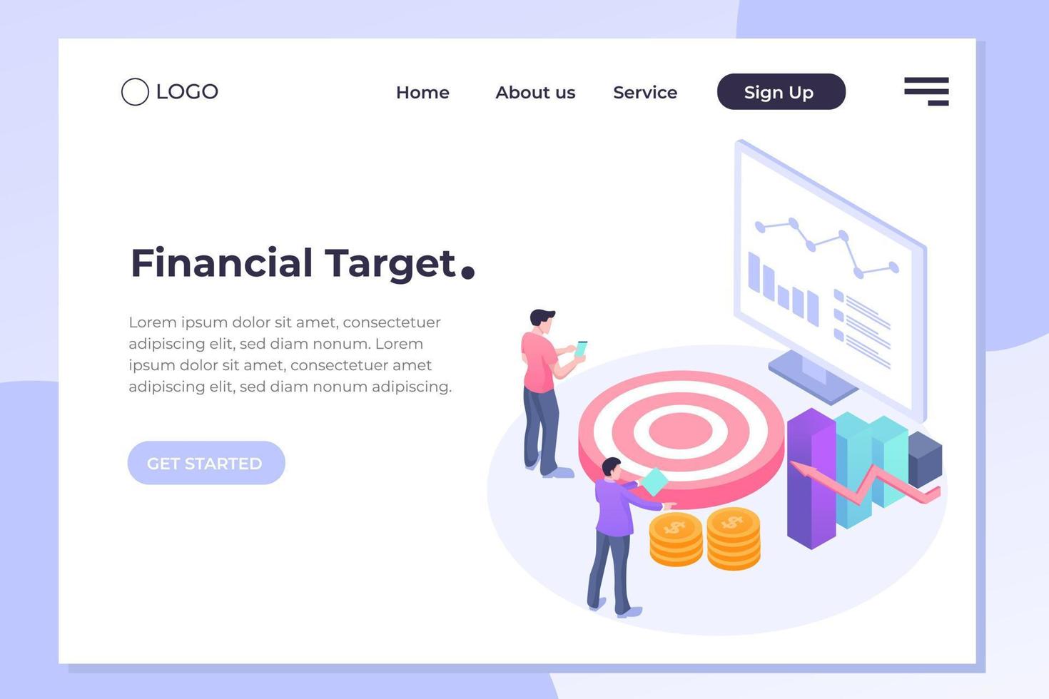 Isometric concept, wifi connected people, bar presentation. Occupation plan, workplace for team cooperation. Discussing together, diagram of brainstorming. Report, sales target, marketing illustration vector