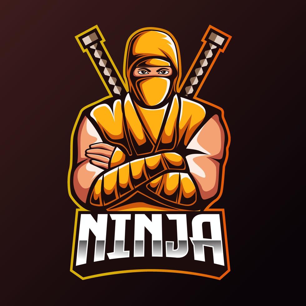 diseño de la mascota del logotipo ninja esport vector