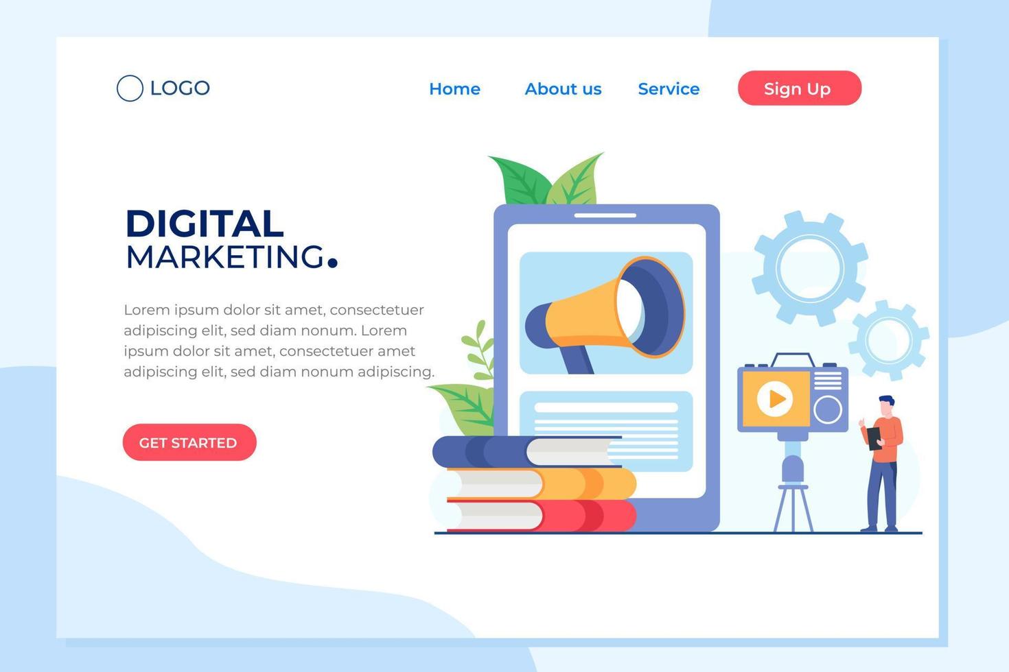 Agency and digital marketing concept. Social media for web. Can use for web banner, infographics, hero images. Flat illustration isolated on white background. vector