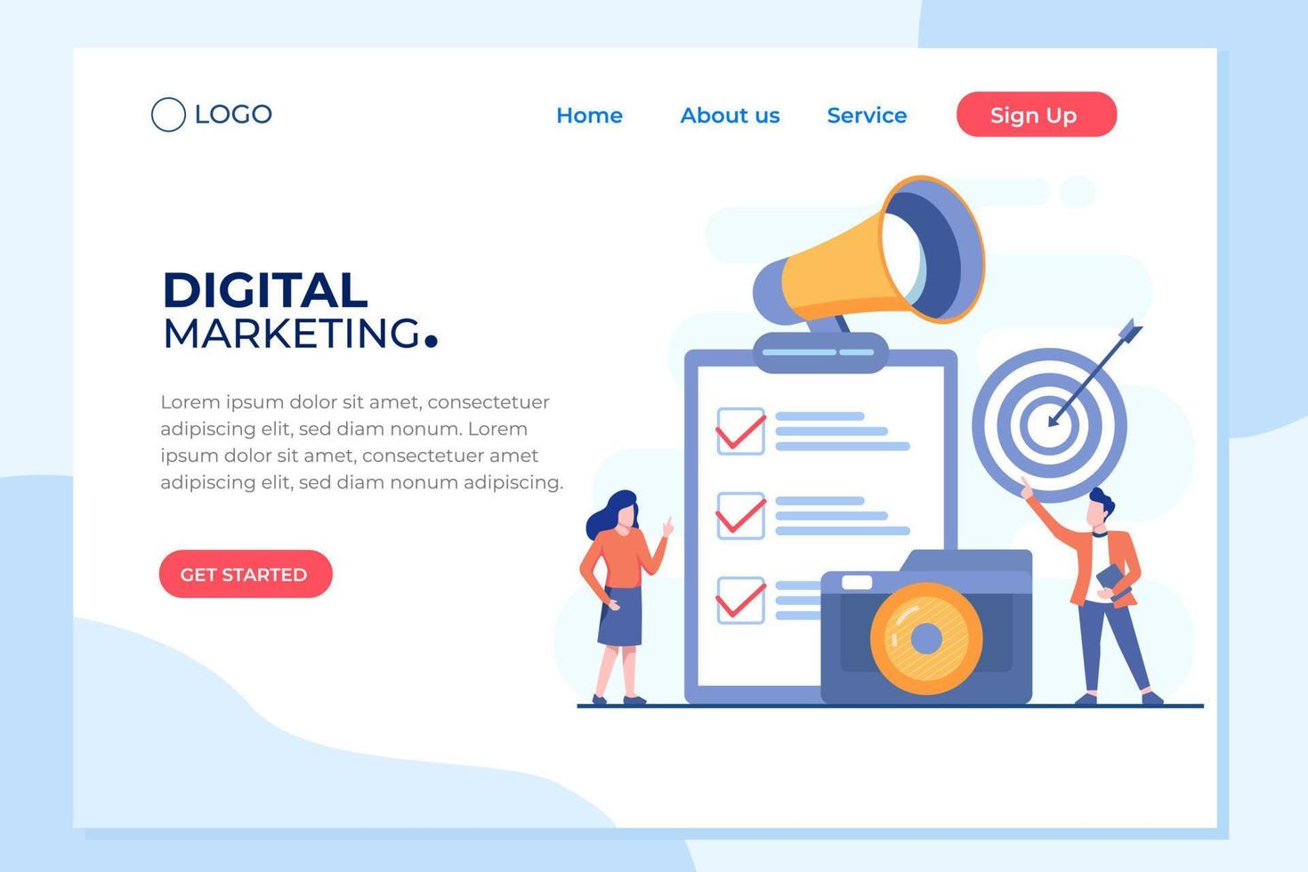 Agency and digital marketing concept. Social media for web. Can use for web banner, infographics, hero images. Flat illustration isolated on white background. vector