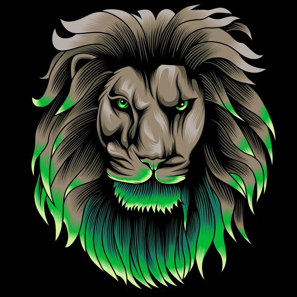 Lion Head Illustration in neon color style vector