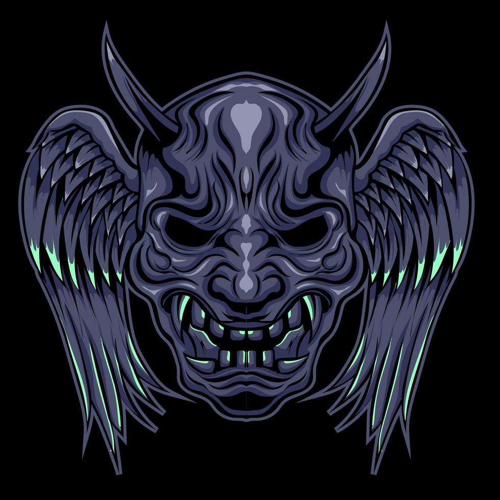 winged oni mask vector illustration