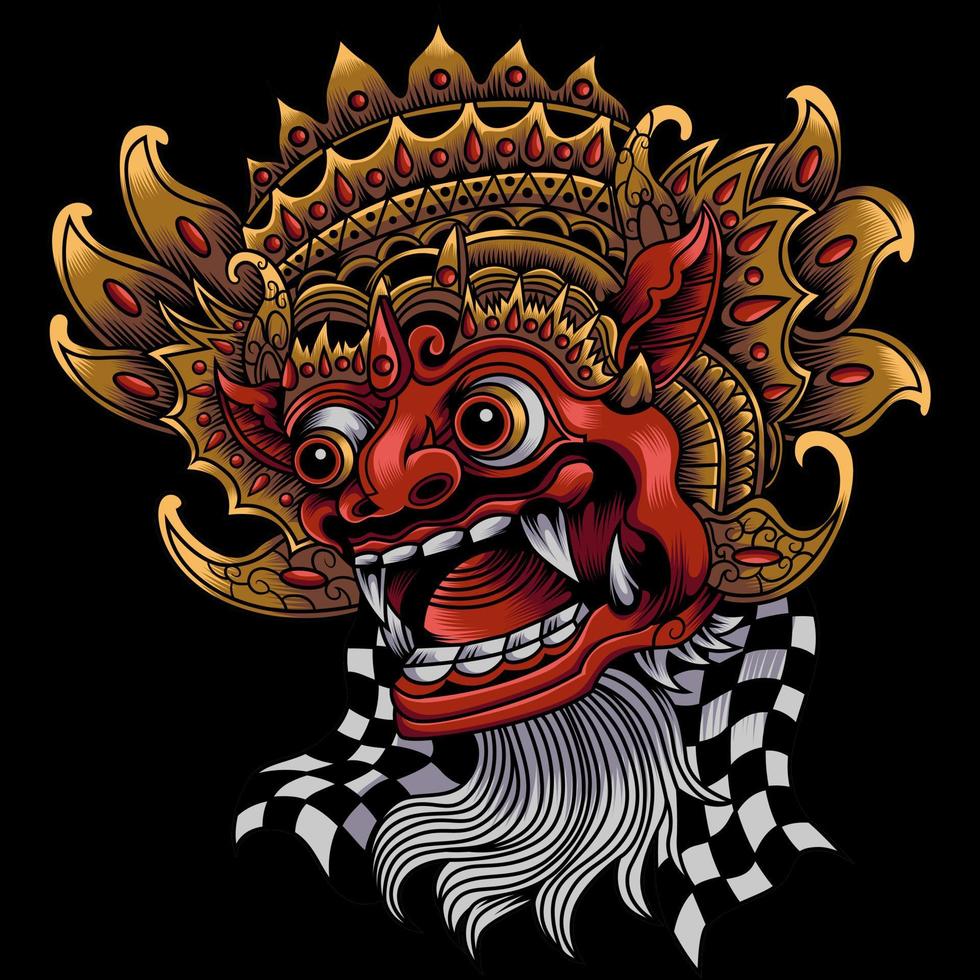 ilustración vectorial de la máscara barong bali vector