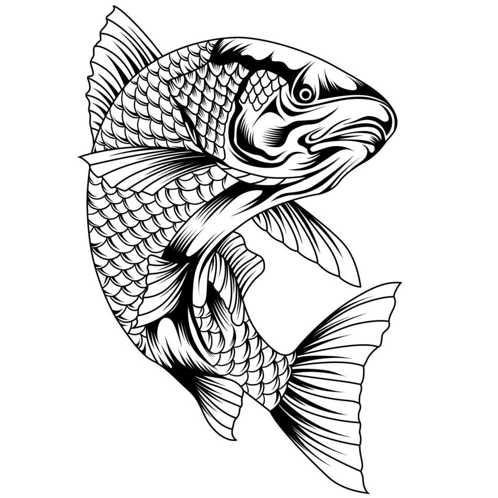 plantilla de logotipo de pesca de gallineta nórdica. La gallineta nórdica fresca y única, también conocida como pez tambor rojo, salta del agua. ideal para usar como actividad de pesca de gallineta nórdica vector