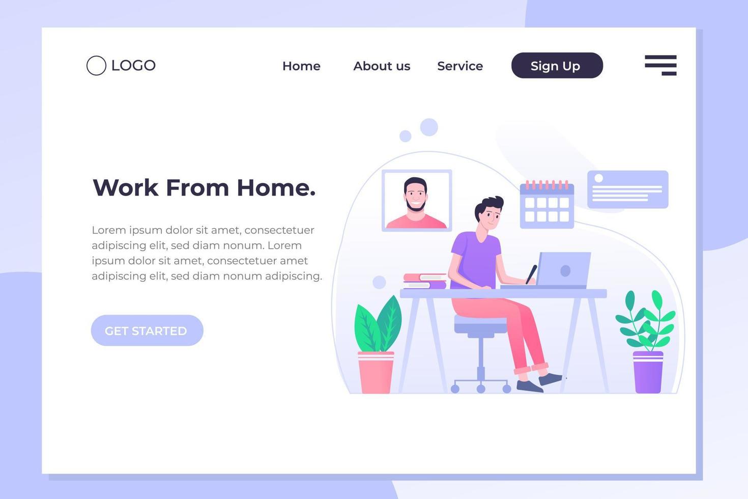 Unique Modern flat design concept of Work From Home for website and mobile website. Landing page template. Easy to edit and customize. Vector illustration