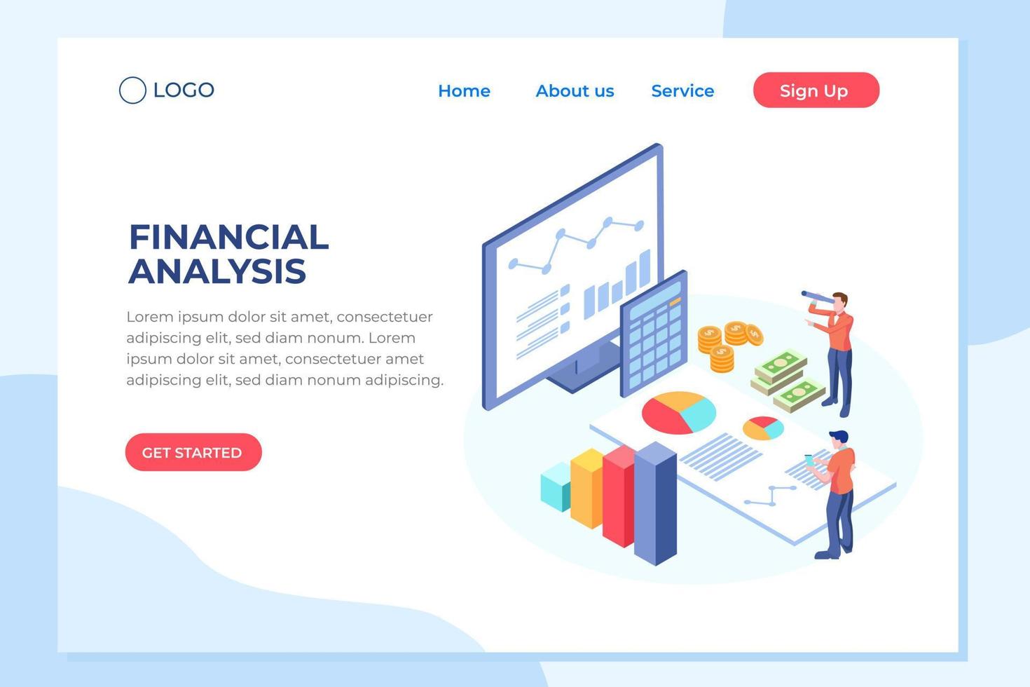 Balance financial value, management and administration concept. Characters, people engineering a plan. Statistic, calculating financial risk graph. Flat isometric characters vector illustration