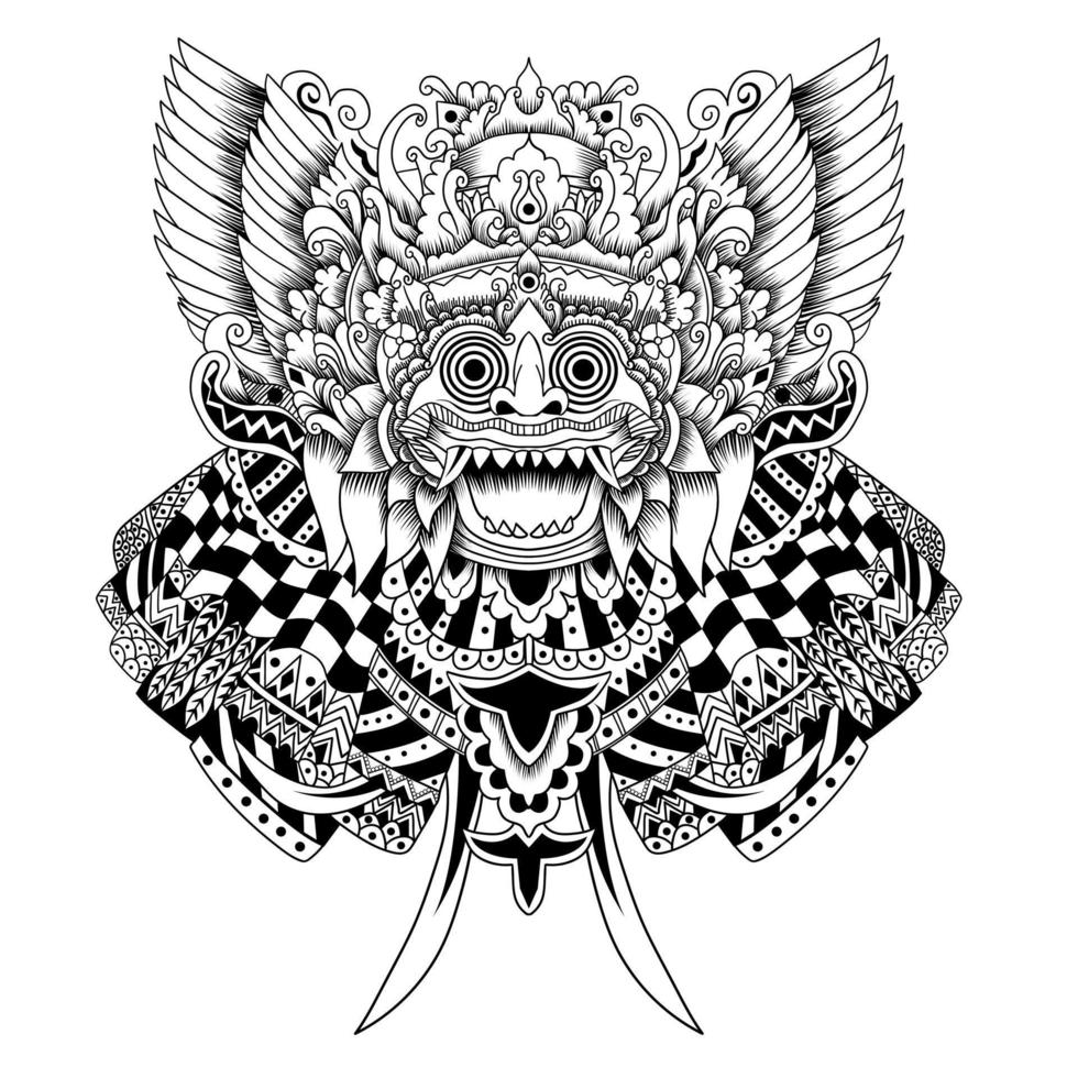 ilustración de vector de máscara balinesa barong