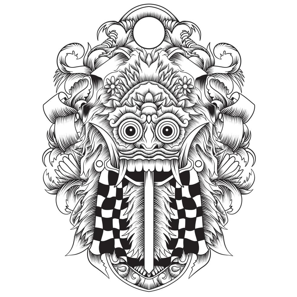 Leak Mask from Bali tatto style in black and white vector