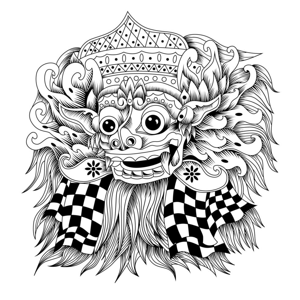 barong balinese mask vector illustration