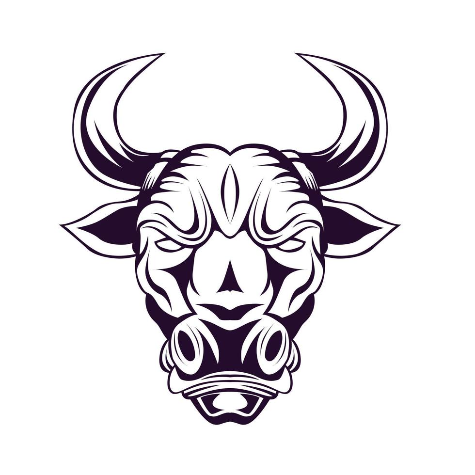 bull head illustration in detailed style vector