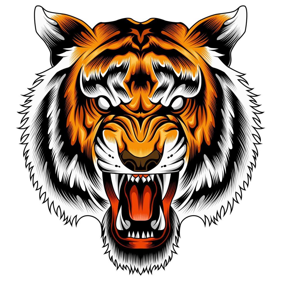 angry tiger face vector illustration