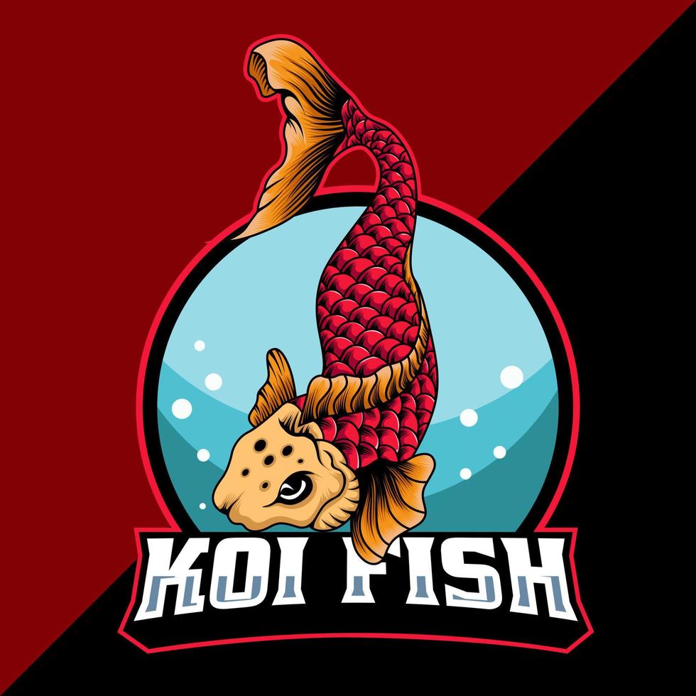 koi fish mascot logo vector illustration