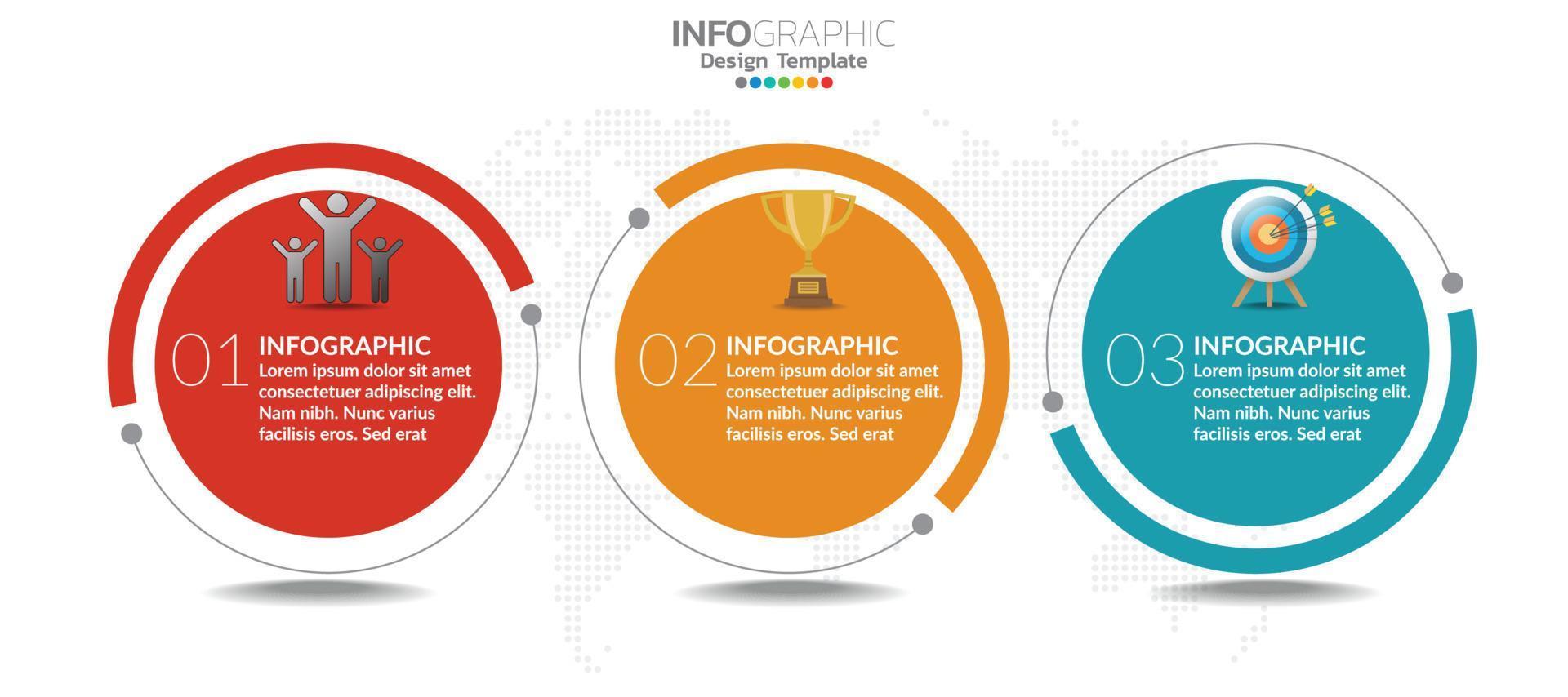 plantilla infográfica de gráfico de línea de tiempo con 3 pasos u opciones. vector