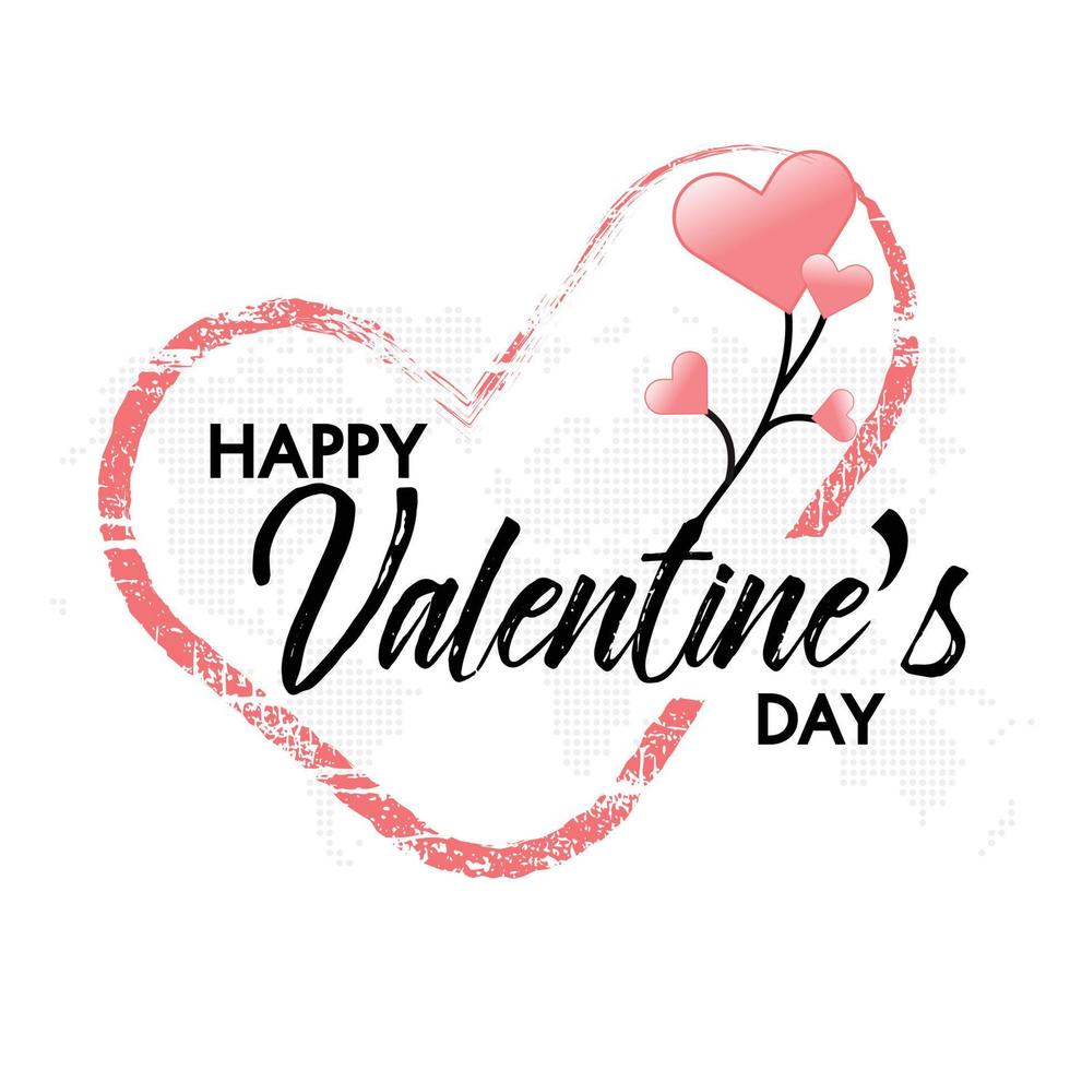 Happy Valentines Day typography poster with heart and handwritten text vector