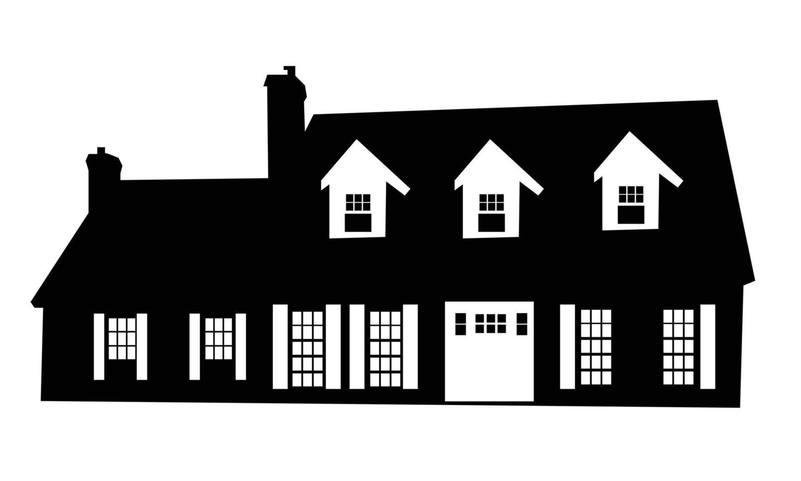 Black silhouettes of houses and cottages vector