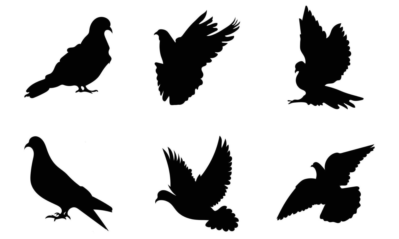 silueta de paloma aislada en la ilustración de vector de fondo blanco.