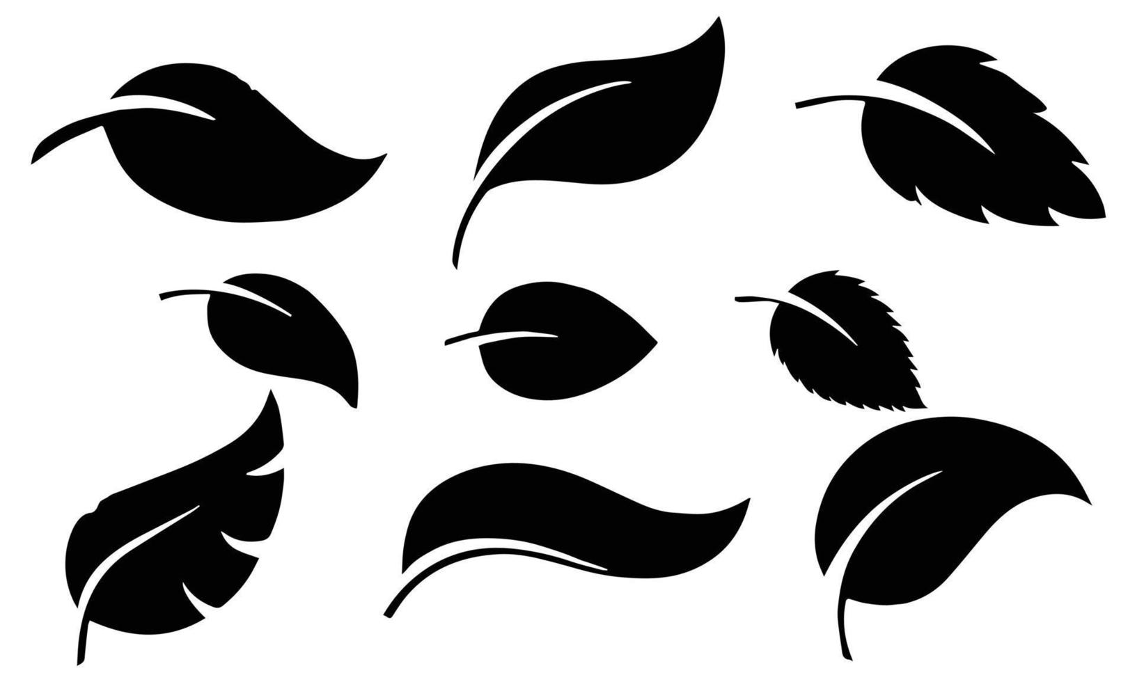 Vector set of decorative autumn leaf silhouettes.