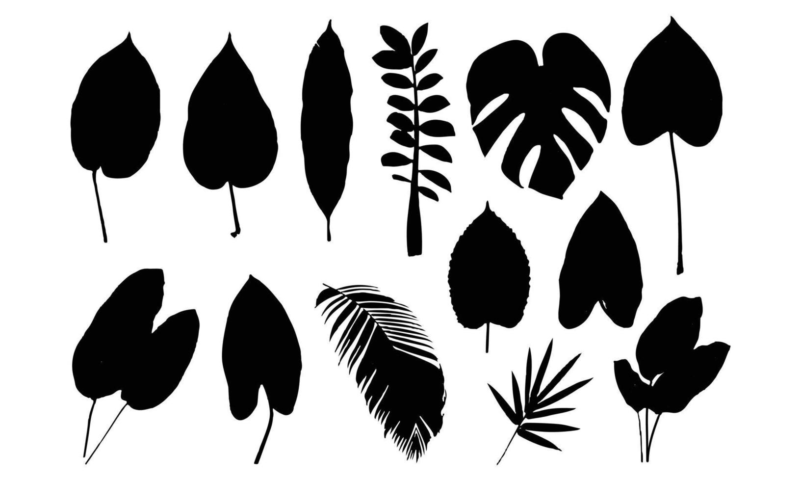Vector set of decorative autumn leaf silhouettes.
