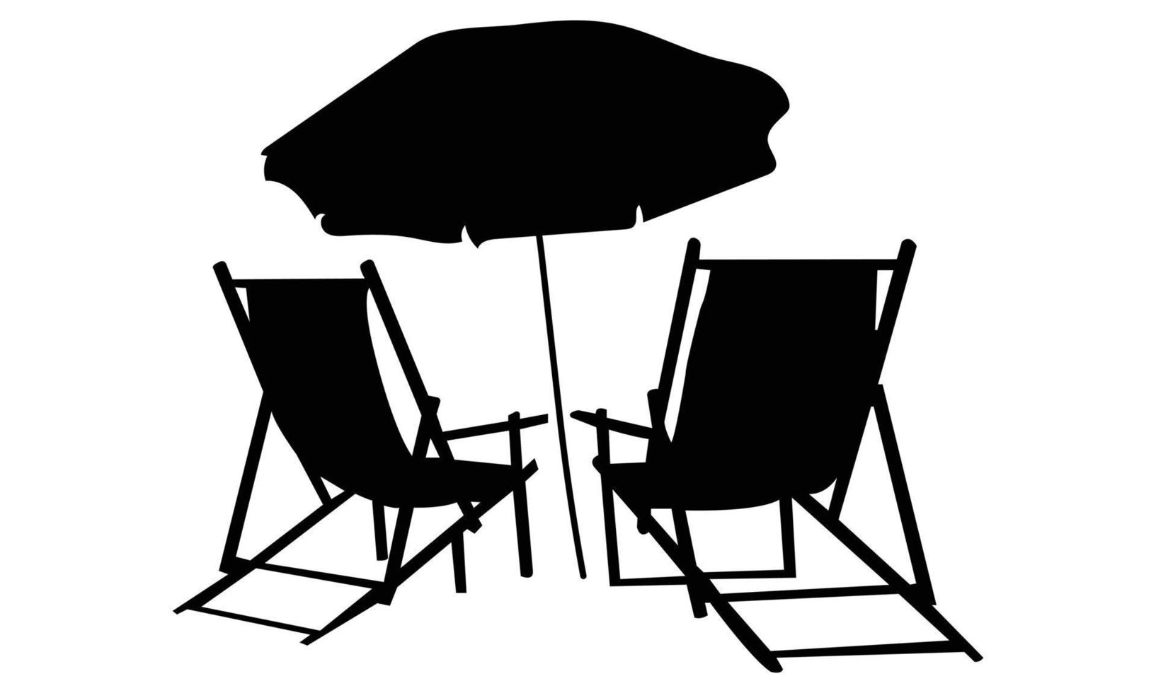 beach chair silhouettes on white background vector