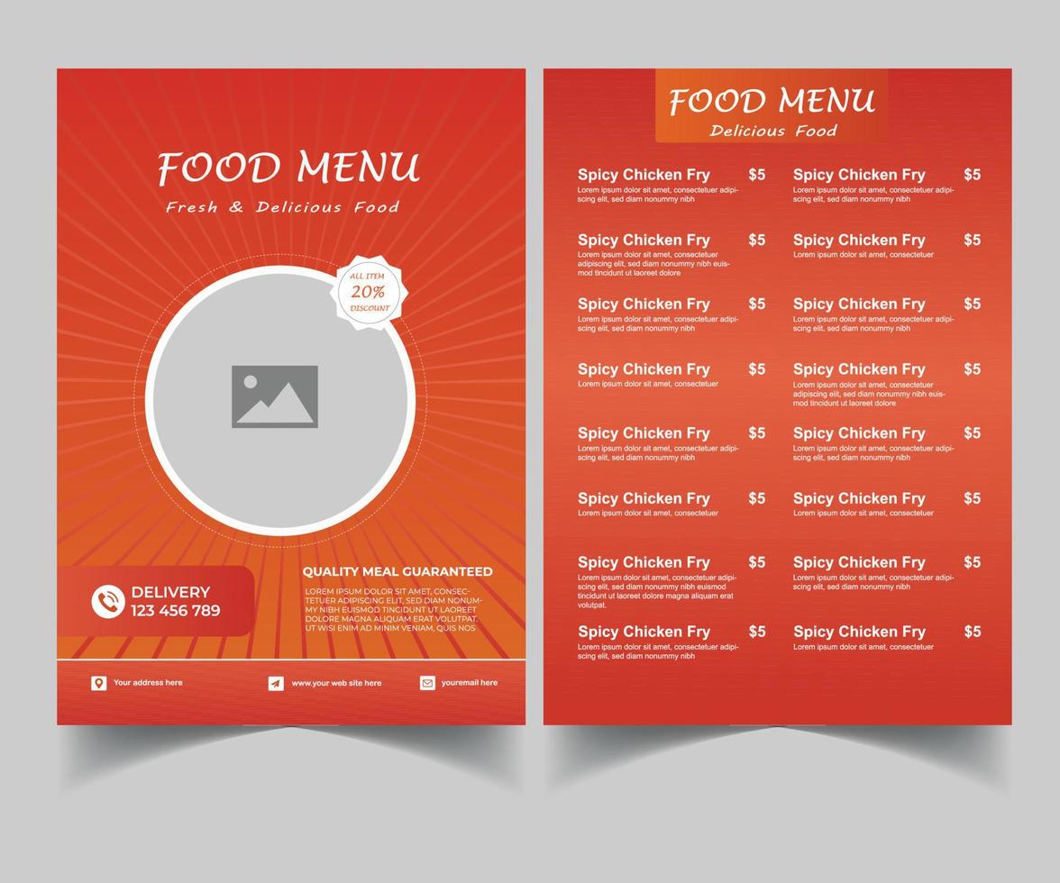 Fast food menu design and food memu vector illustration. Cafe and food menu template, Fast food.